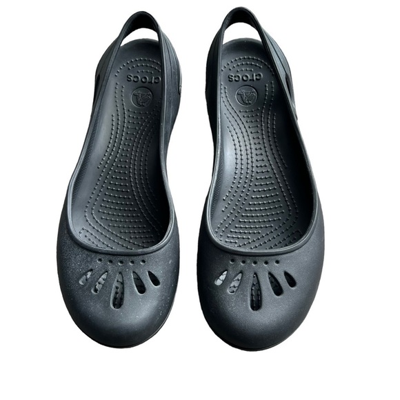 Crocs - Black Comfort Waterproof Slingback Outdoor Spring Slip On Flats Sz 8 - Picture 1 of 8